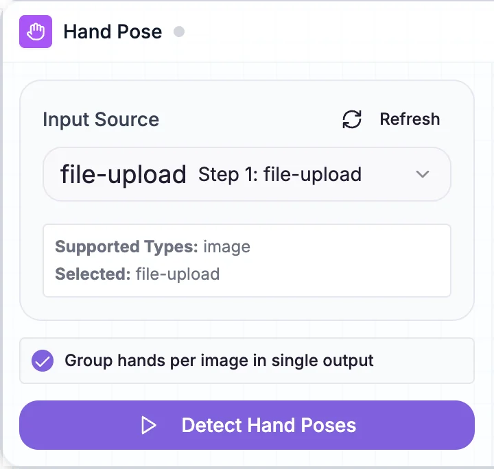 HandPose block detecting hand landmarks from custom hand gestures