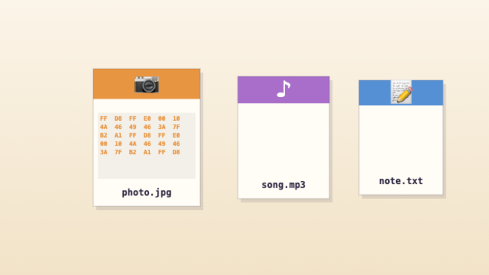 A File Is a Bucket of Numbers — interactive video lesson: Peek inside a photo, a song, a document. Same idea — different bytes.